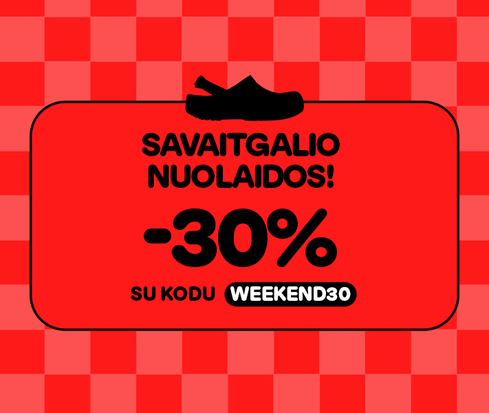 -30% pažymėtoms prekėms su kodu: WEEKEND30 I Crocs.lt